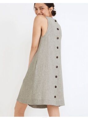 Madewell Sleeveless Button-Back Mini Dress in Light Olive